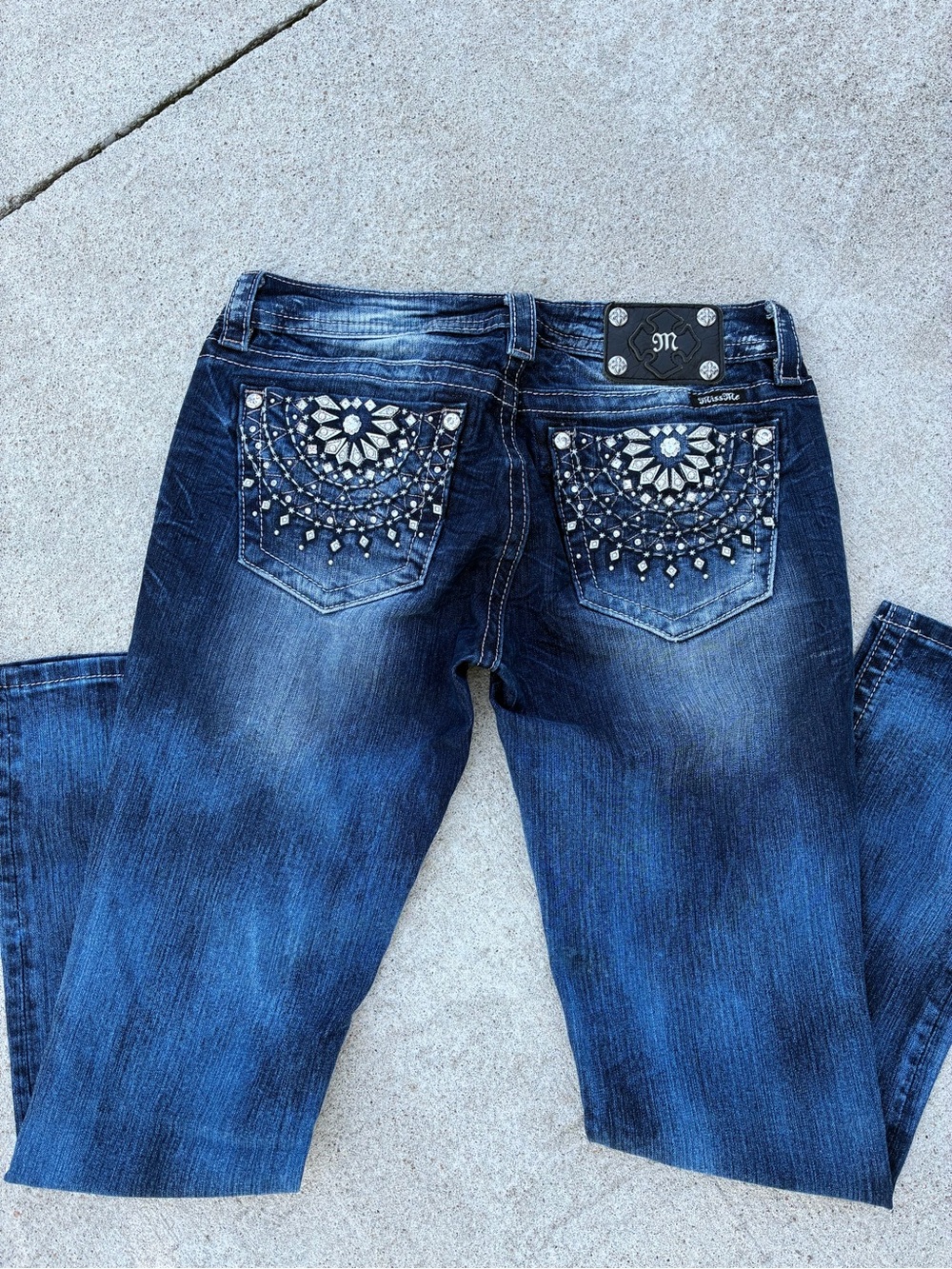Miss Me Blue Embellished Back-Pocket Bootcut Jeans